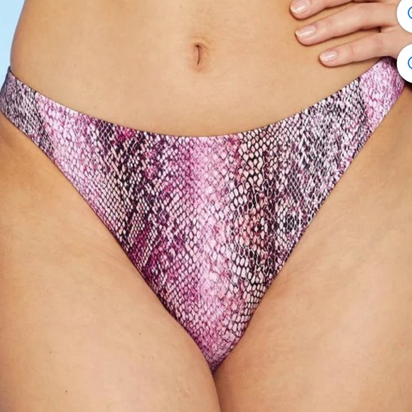 Shade Shore High Leg Extra Cheeky Bikini Bottom Pink Snake Swinsuit Womens S 4 6 - Picture 3 of 17